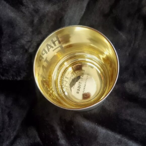 Gold & Silver 'HAPPY F'ING HOLIDAYS' 5.25" X 4.5" Glass Pillar Candle Holder NEW - Picture 5 of 7